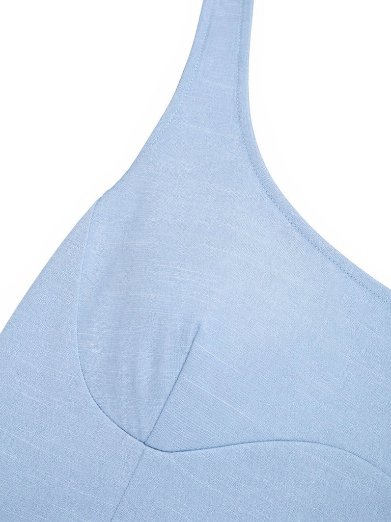 Hellblaues 70er Tanktop mit Trägern