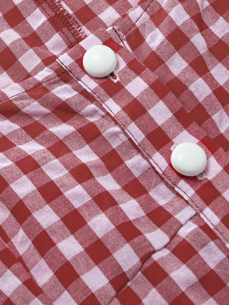 Rotes 60er Minikleid mit Eckiger Ausschnitt und Rüschen