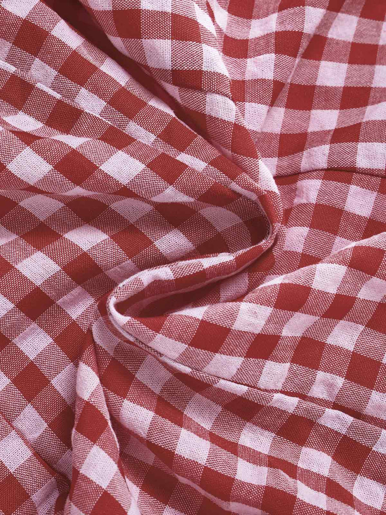 Rotes 60er Minikleid mit Eckiger Ausschnitt und Rüschen