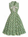 Grünes 40er Swingkleid mit Schleife und Gingham