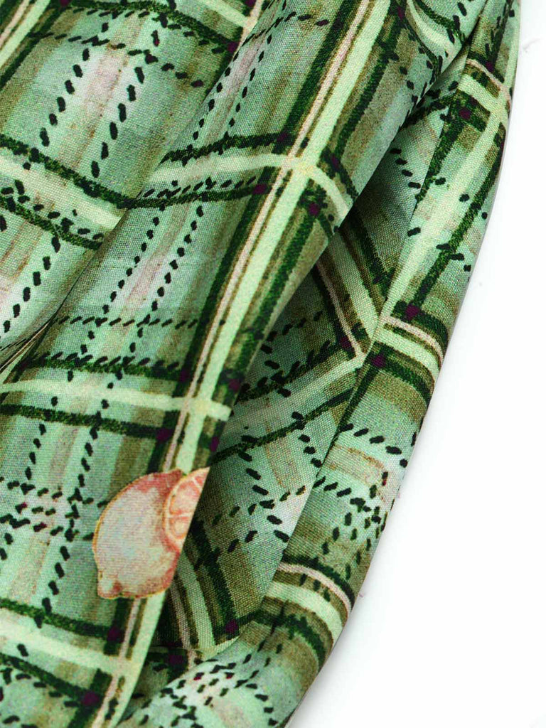 Grünes 40er Swingkleid mit Schleife und Gingham