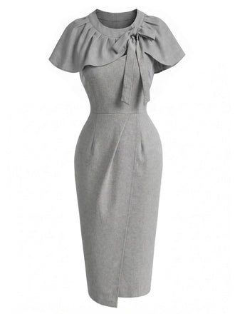 60er Set mit Bleistiftkleid und Schleifen-Cape