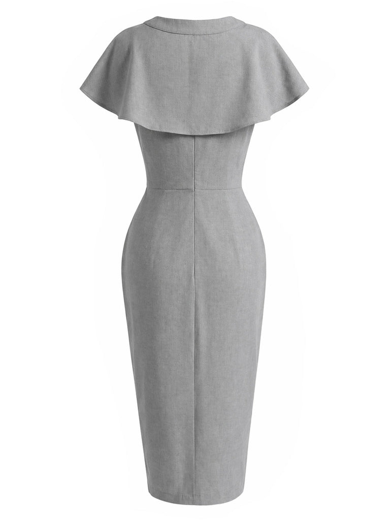 60er Set mit Bleistiftkleid und Schleifen-Cape