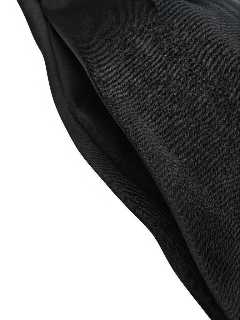 Schwarzes 50er ärmelloses Swingkleid mit V-Ausschnitt