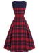 50er Tartankleid mit Schleife und eckigem Ausschnitt