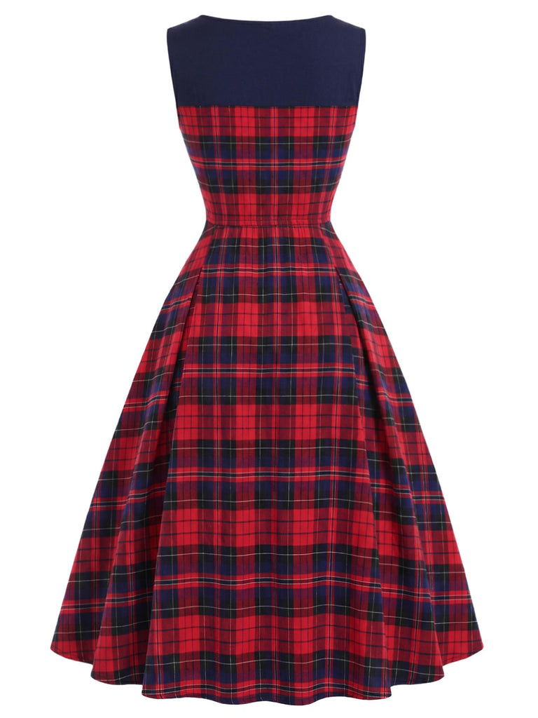 [Vorverkauf] 50er Tartankleid mit Schleife und eckigem Ausschnitt