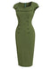 Grünes 60er Kleid mit Herzausschnitt und Knopf