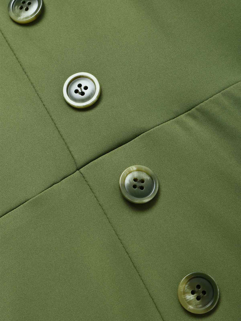 Grünes 60er Kleid mit Herzausschnitt und Knopf