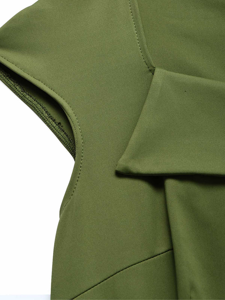 Grünes 60er Kleid mit Herzausschnitt und Knopf