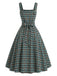 Grünes 50er Kleid mit Karo und Spitze