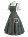Weißes & Grünes 50er Kleid mit Karo und Spitze