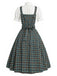 Weißes & Grünes 50er Kleid mit Karo und Spitze