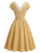 40er Kleid mit V-Ausschnitt und Karo
