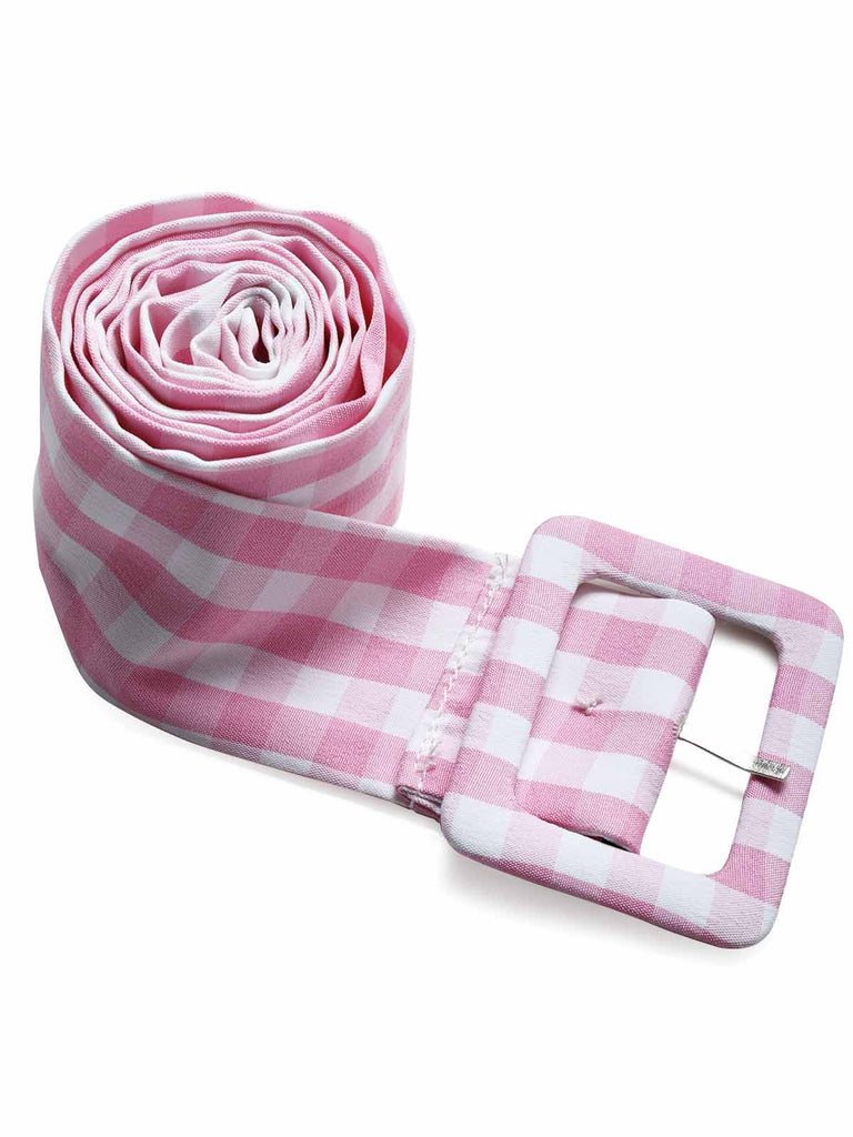 Rosa 40er Swingkleid mit V-Ausschnitt und Gingham