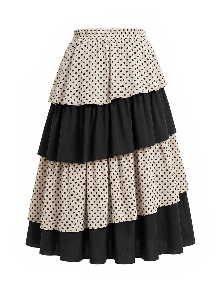 30er Rock mit Polka-Dots und Farbblock