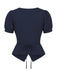 Blaue 50er Bluse mit Kurzarm und Reverskragen