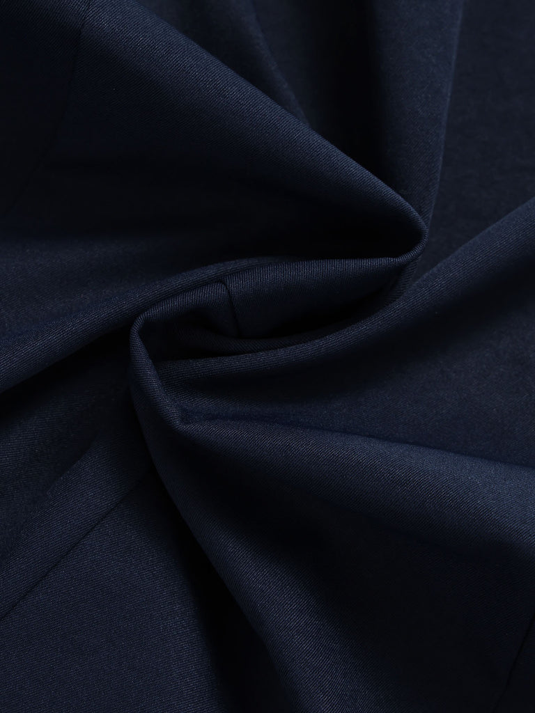 Blaues 50er Set mit Bluse und Streifenrock