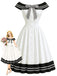 Schwarz-Weisses 50er Kleid mit Carmen-Ausschnitt