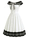 Schwarz-Weisses 50er Kleid mit Carmen-Ausschnitt