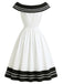 Schwarz-Weisses 50er Kleid mit Carmen-Ausschnitt