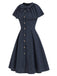 Tiefblaues 50er Kleid mit Nadelstreifen und Capelet