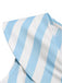 Blaues 50er Kleid mit Schalkragen und Streifen