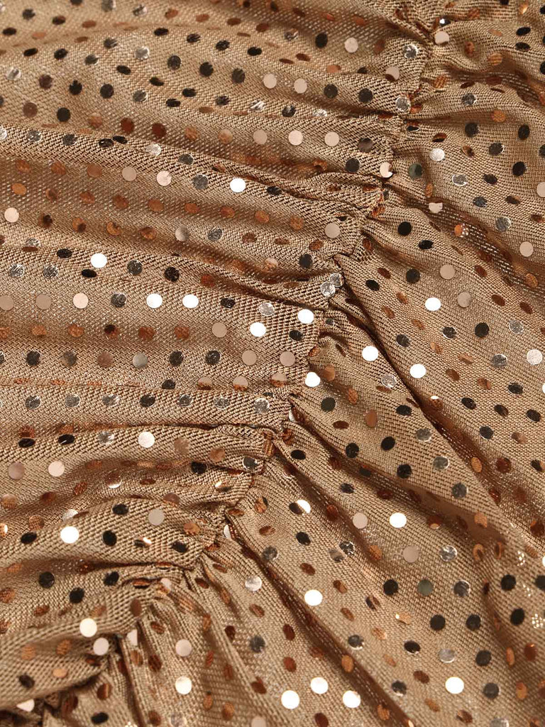Goldenes 30er Kleid mit Pailletten und Raffung