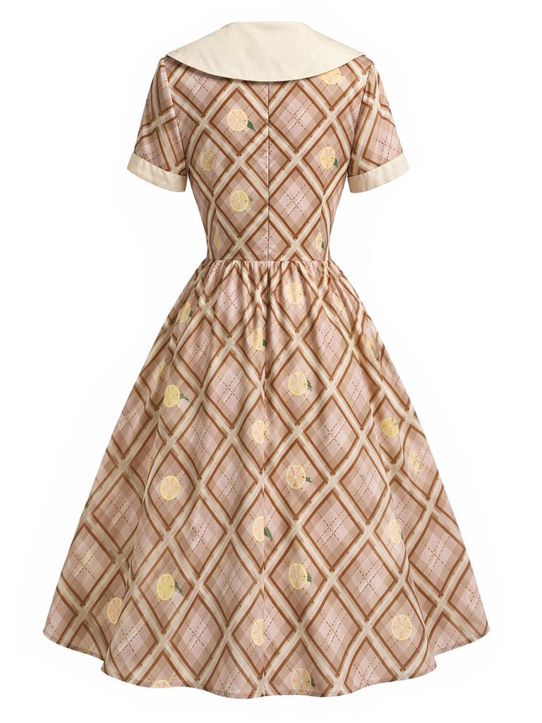 40er Kleid mit Karo und Reverskragen