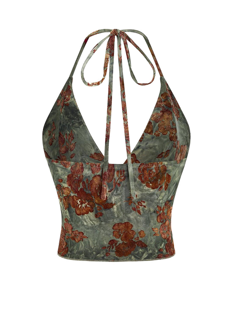 Dunkelgrünes 70er Neckholder-Set mit Meerjungfrauenrock