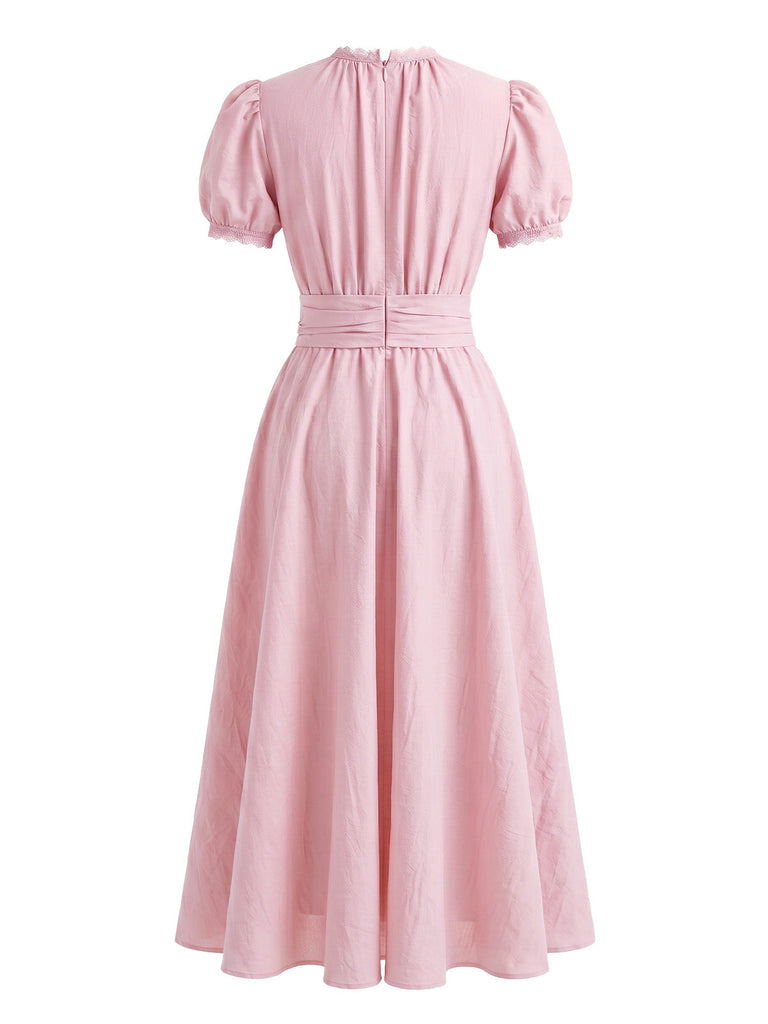 20er Maxikleid mit Puffärmel und Spitze