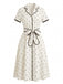 40er Kleid mit Polka-Dots und Eingekerbt