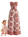 Roter 70er Trägerloser Jumpsuit mit Blumen-Print und Breit