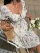 1950s Floral Square Neck Ruffle Dress 4