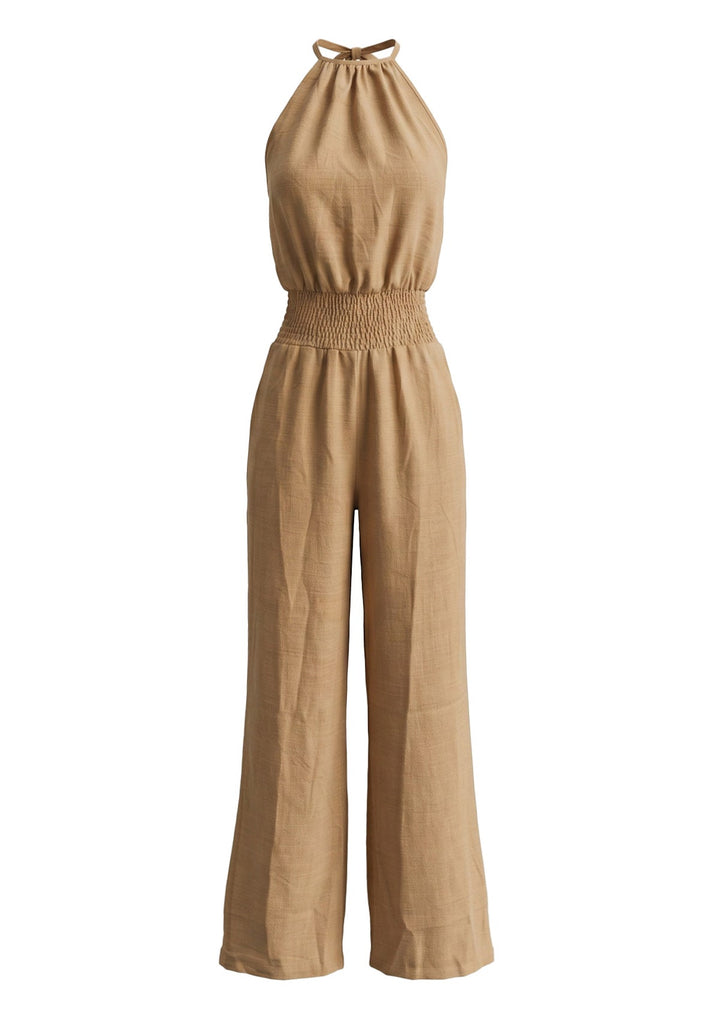 70er Jumpsuit mit Neckholder und Smok