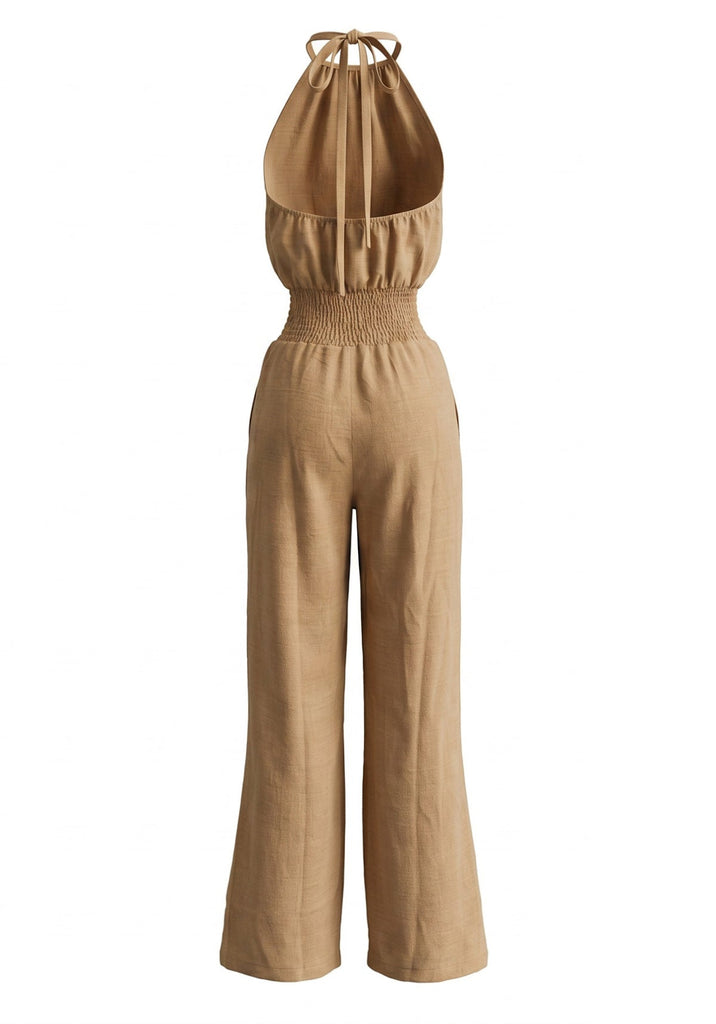 70er Jumpsuit mit Neckholder und Smok