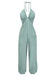 70er Jumpsuit mit V-Ausschnitt und Neckholder