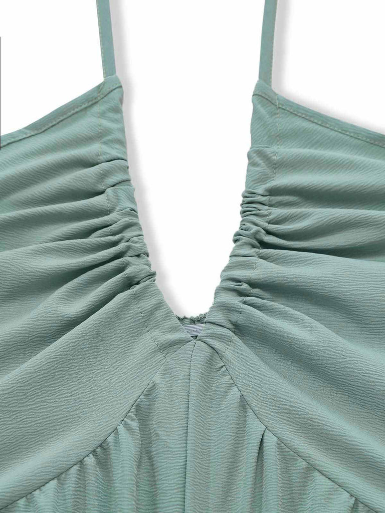70er Jumpsuit mit V-Ausschnitt und Neckholder