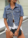 Blaue 50er Jeans-Jacke mit Reverskragen und Knopf