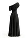 70er One-Shoulder Kleid mit Wickelausschnitt und Raffung