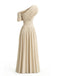 70er One-Shoulder Kleid mit Wickelausschnitt und Raffung