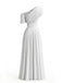 70er One-Shoulder Kleid mit Wickelausschnitt und Raffung
