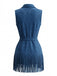 Marineblaues 70er Western-Kleid mit Fransen und Gürtel
