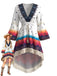 Weißes 70er Boho Kleid mit Paisley und Print
