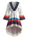 Weißes 70er Boho Kleid mit Paisley und Print