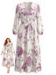 [Übergröße] 70er Wickelkleid mit Blumenmuster und V-Ausschnitt