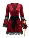 Red 1970s V Neck Vintage Dress