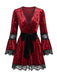 Red 1970s V Neck Vintage Dress 3