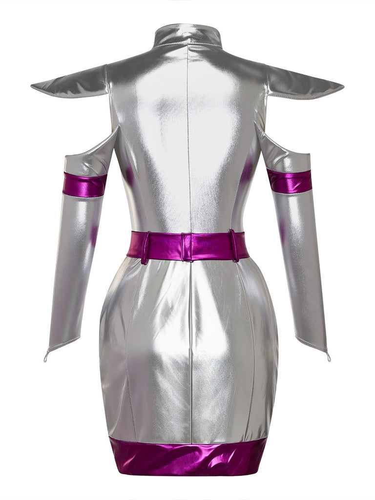 Silbernes 60er Kostüm-Set mit Metallic-Look