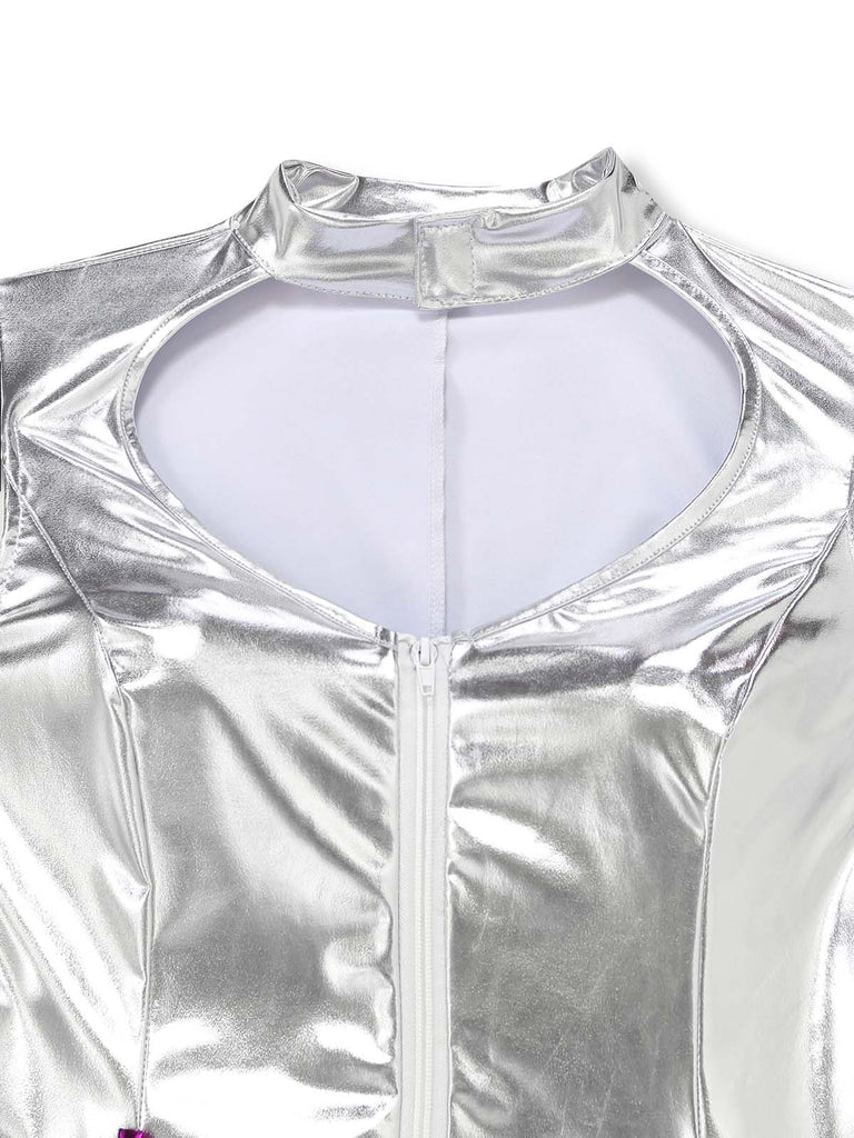 Silbernes 60er Kostüm-Set mit Metallic-Look