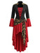 Rot-Schwarzes 40er Piratenkleid mit Schnürung